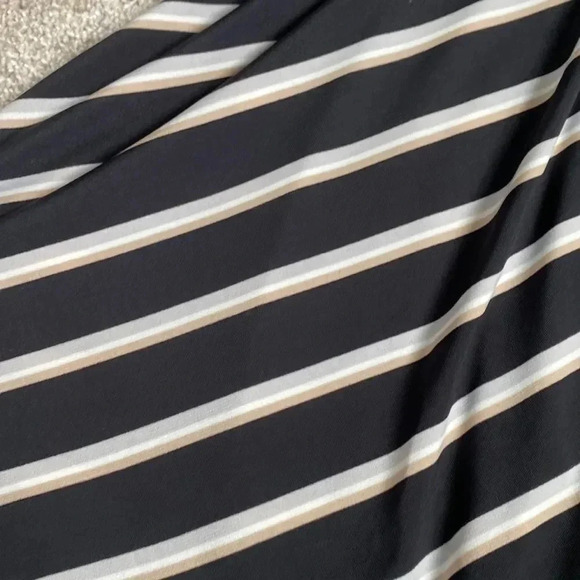 Maurices Stripe Flutter Sleeve Wrap Dress V-Neck Black White Tan Gray Size S - Picture 12 of 13
